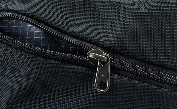 The end pocket/slash zipper is a smaller #8 zipper compared to the other #10 zippers.